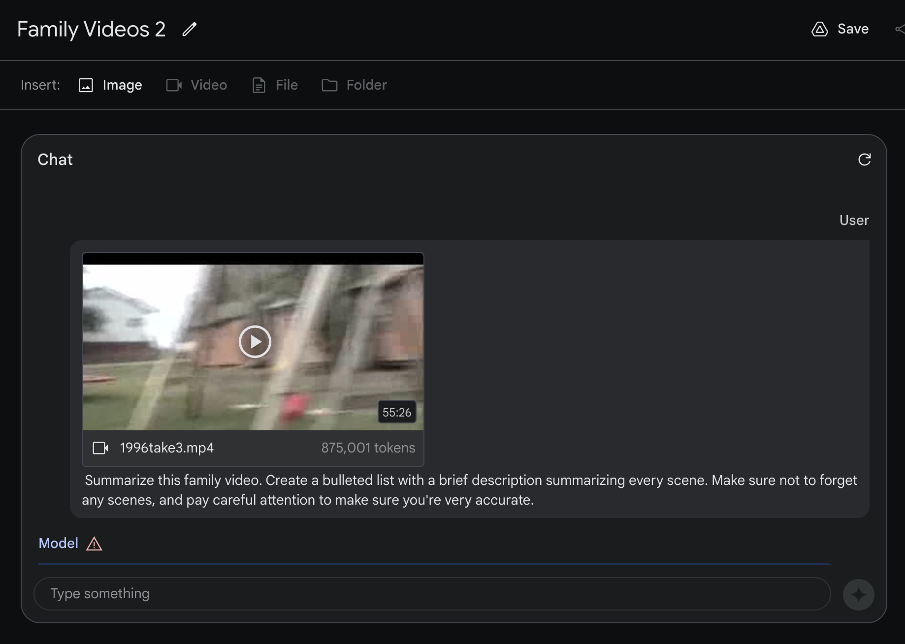 Prompting Gemini with a family video