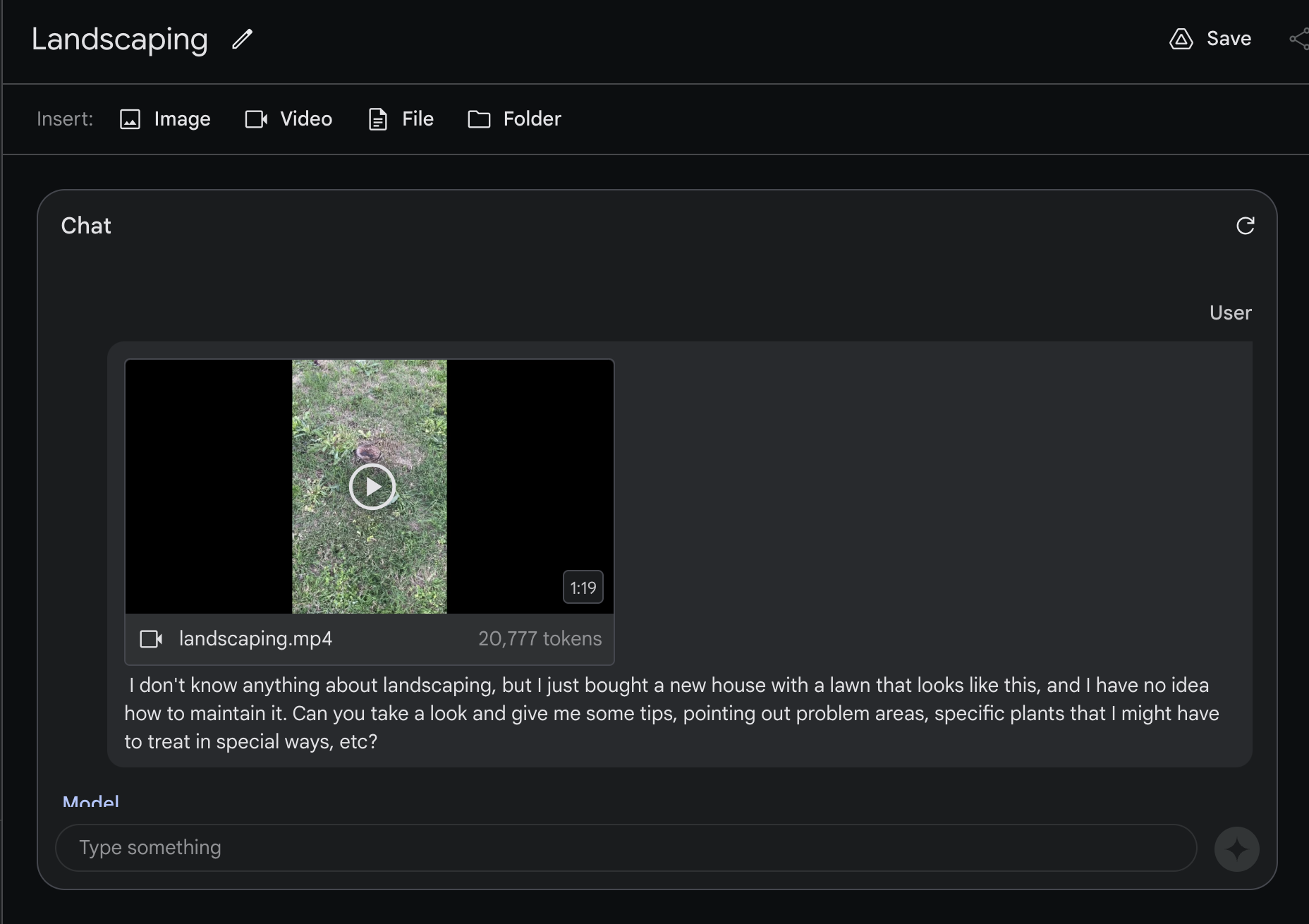 Gemini analyzes a landscaping video